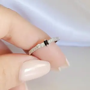 Sterling Silver Black Onyx Promise Ring