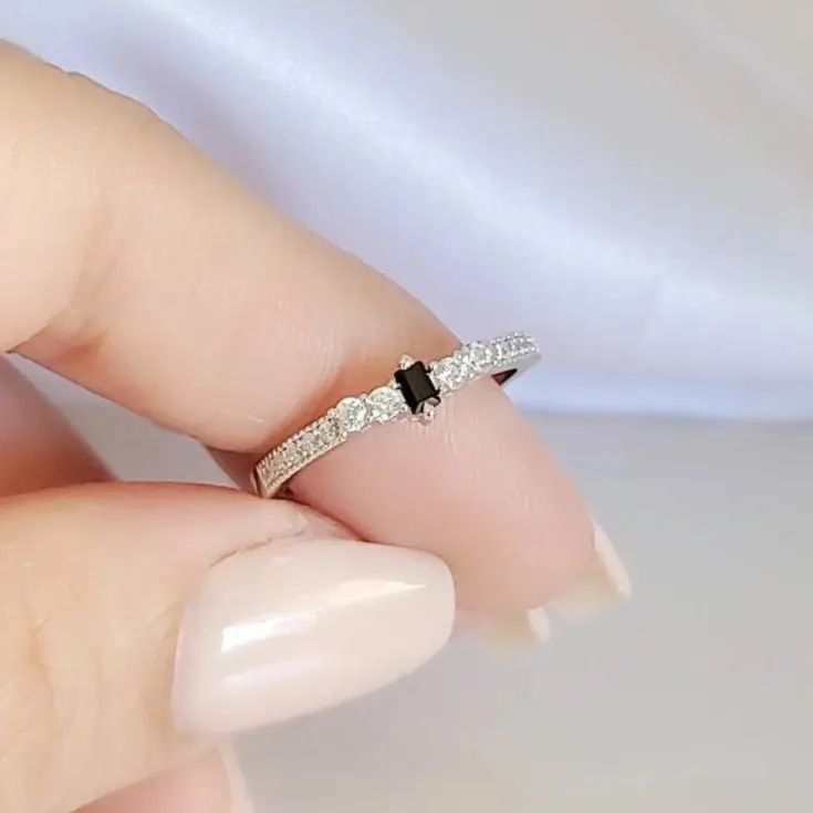 Sterling Silver Black Onyx Promise Ring