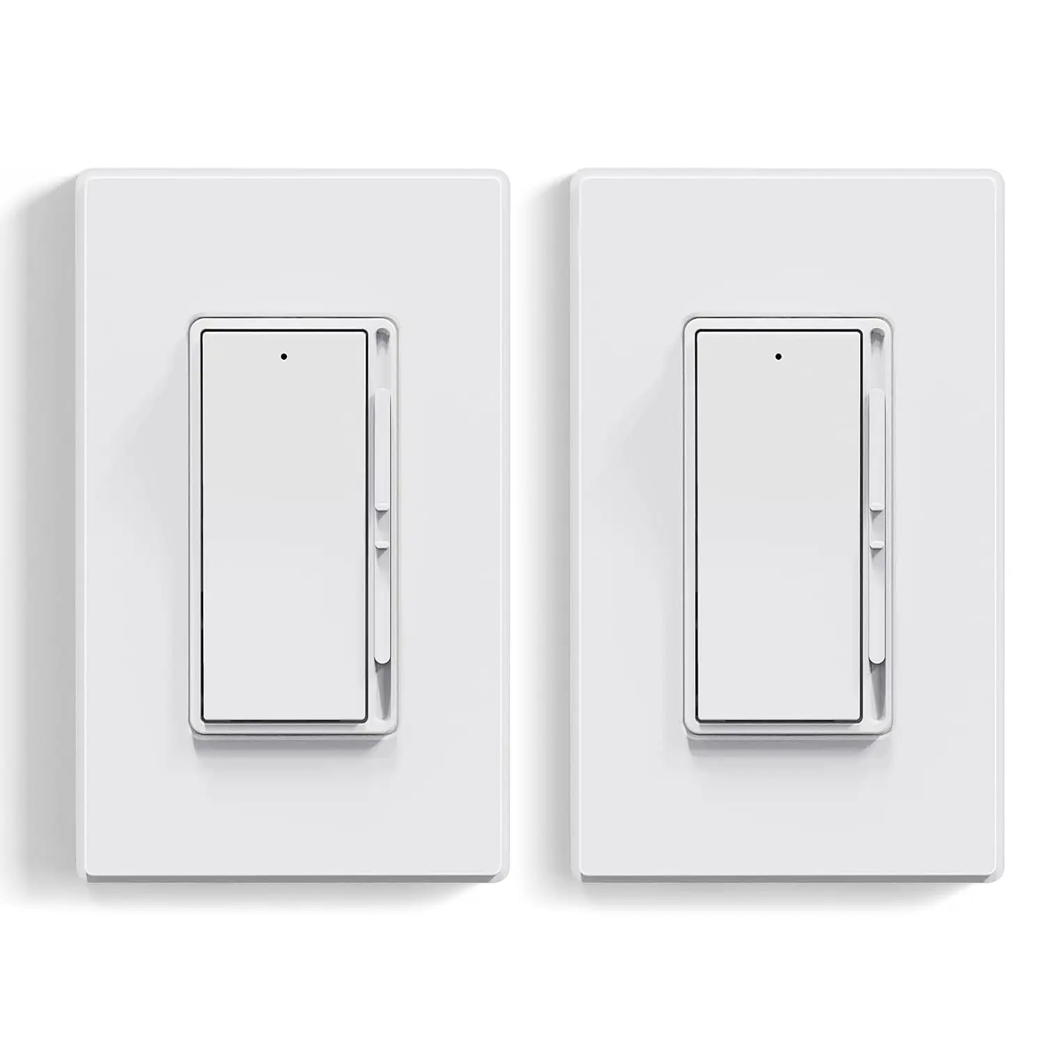 Dimmer Light Switch for 300W Dimmable LED/CFL Lights and 600W INC/HAL Bulbs, Single Pole/3-Way LED Slide Dimmer Light Switch, Wall Plate Included, UL Listed, 2 Pack, Matte White