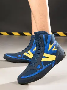 Men's Competition-Level Wrestling Training Shoes, High-Top Muay Thai Boxing Training Shoes, Fitness Sanda Shoes, Ankle Reinforcement, Anti-Slip Grip Tread, Suitable for Professional Wrestlers and Combat Sports Enthusiasts