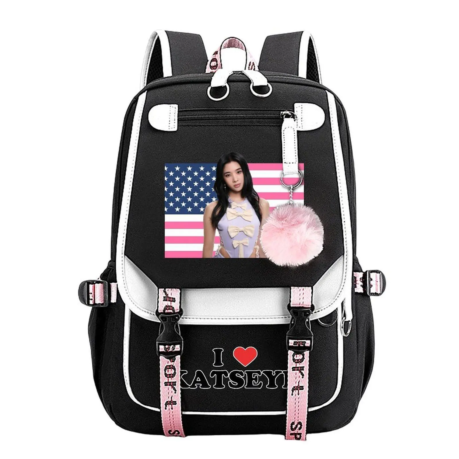 Sophia Katseye Tendy Youth School Backpack for Teens Girls Boys, Large Capacity Laptop Bookbag, Back to School Supplies Birthday Gift for Students