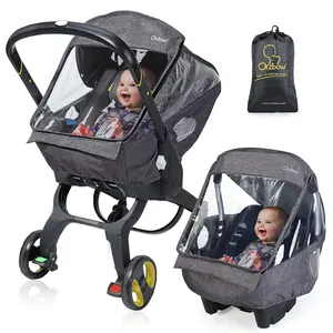 Universal  Seat Rain Cover, Weather Shield for   Seat with Storage Bag, Side Ventilation & Handle Opening, Provides Extra Protect  During The Covid-19,  Travel Accessories, Black
