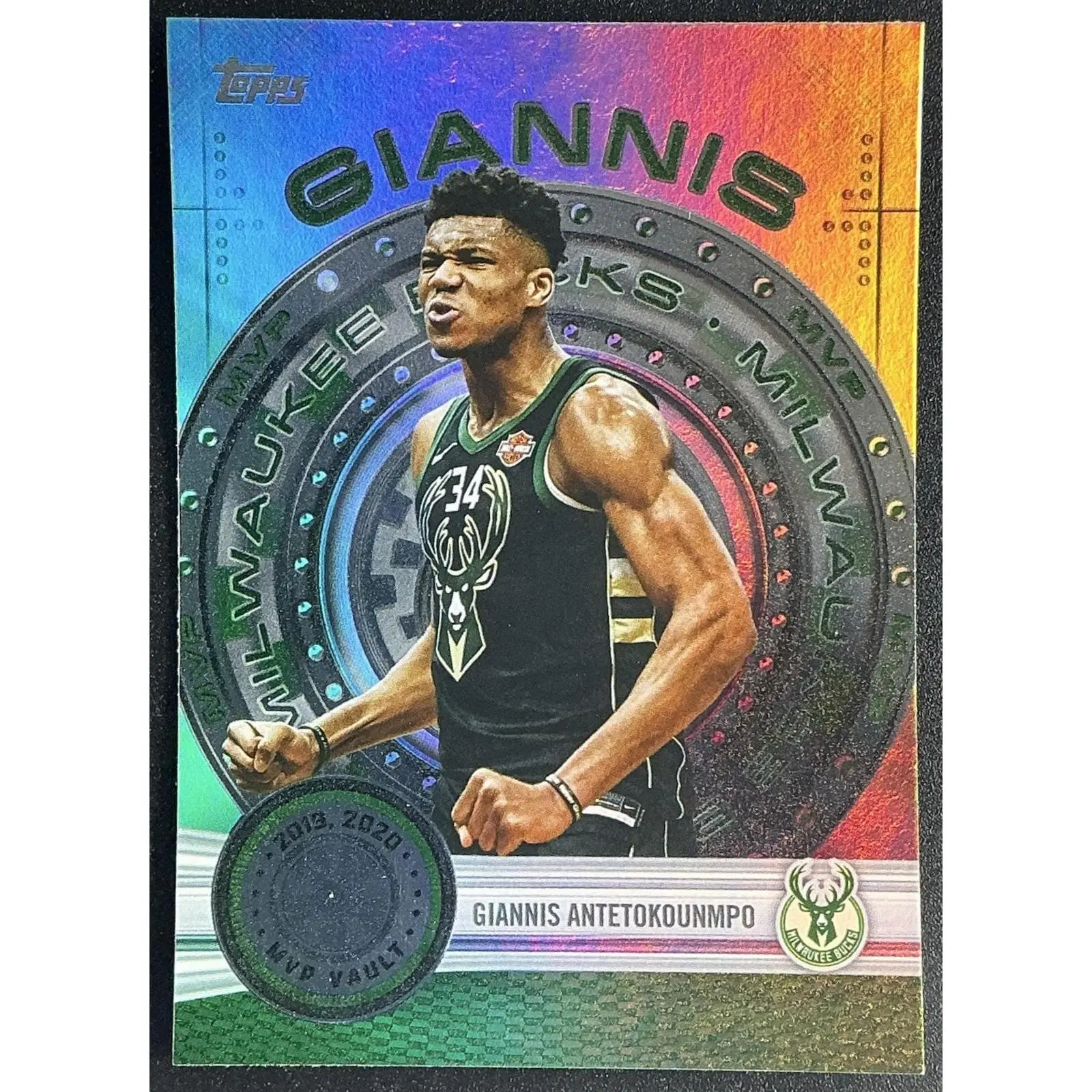 GIANNIS ANTETOKOUNMPO 2025-26 TOPPS #MVP-3 MVP VAULT RAINBOW FOIL BUCKS
