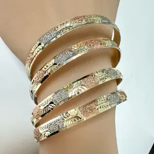 14k Gold Plated Tri-color Bangles Semario