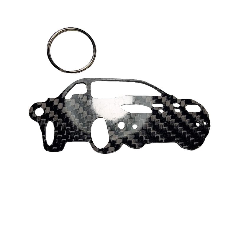 Carbon Fiber keychain for Pontiac Firebird Trans Am WS6 (1998-2002) Inspired Keychain Lanyard 3D front stance view Glossy Twill