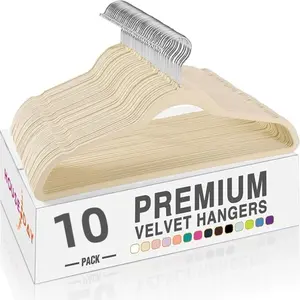 10pcs Adult Velvety Clothes Hangers, Durable Non-Slip Multi-Functional Hanging Clothes Organizer Hangers, Home Closet Storage, Clothing Store Display, Multifunctional Clothes Hanger