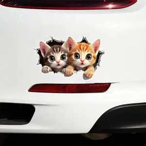 Rt268 Cartoon 3D Cat Sticker, Funny Waterproof Animal Sticker, Car Truck Motorcycle Wall Sticker, Vinyl Material, Durable Design