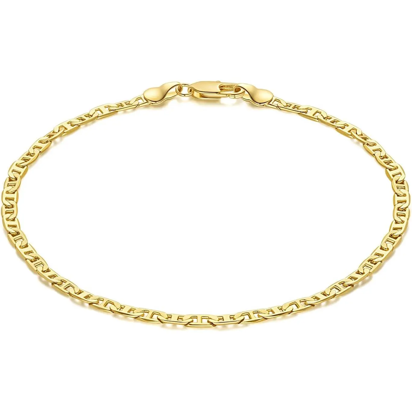 Ankle Bracelets 14K Gold Anklets for Women Waterproof 3.4mm Mariner Chain Anklets for Women Women’s Ankle Bracelet Anchor Chain 9’’ 10’’ 11’’