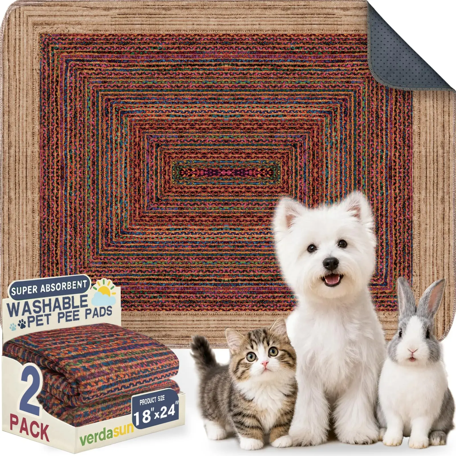 Versatile Washable Dog Pee Pad – Reusable Leak-Proof Floor Mat for Crate, Playpen & Any Corner, Silent Non-Slip Design, OEKO-TEX Certified