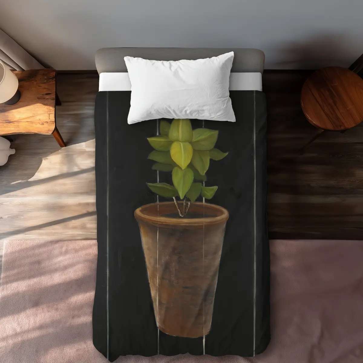 Begin Home Decor C1DCTXLWM0NG8Y Plant of Bay Leaves Twin Size Extra Long Duvet Cover - Food Gastronomy Decor