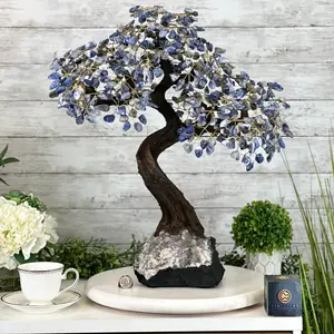 22" Tall Sodalite Gemstone Tree on an Amethyst base, 540 gems #5406SO-008