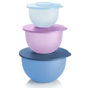 Tupperware Impressions 3 pc Bowl Set - 5½-cup/1.3L, 10-cup/2.5L, 18-cup/4.3L - Nestable & Airtight - Perfect for Serving and Storing - Decorative Rim - Easy Grip - Non-Glossy Surface - Leak Proof Seals