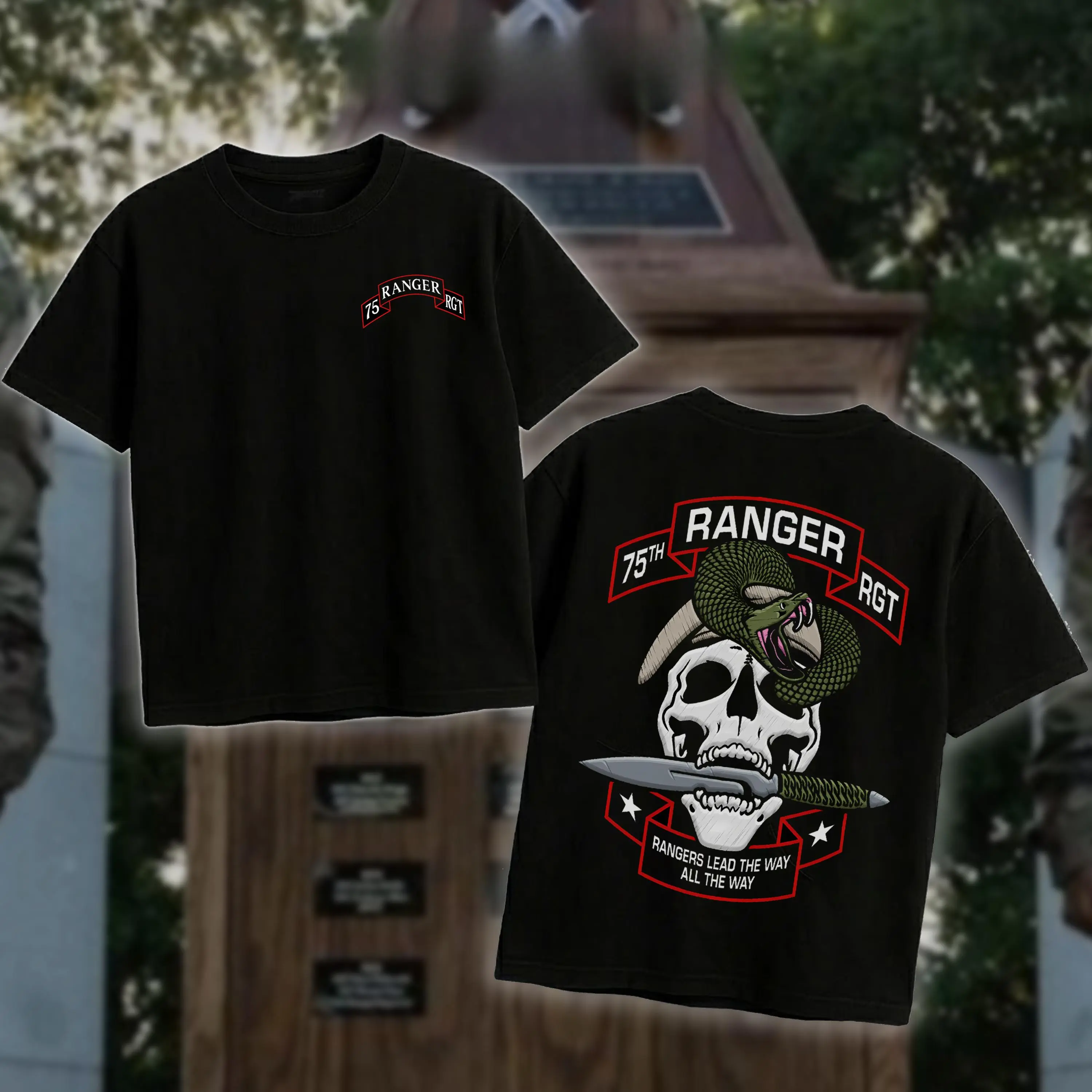 Women's 75th Ranger Regiment Short-Sleeve T-Shirt - Stretchy, Breathable, Hemmed, Sua Sponte Fort Benning Est 1984 Military Sweatshirt, Army Veteran Patriotic Gift