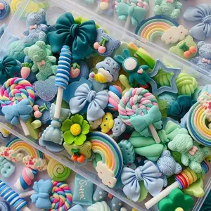 60pcs Blue Flat Back Bulk Mixed Resin Cute Set Ornament Scrapbooking