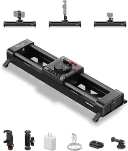IFOOTAGE Shark Slider Pico Motorized Mini Slider, 15.7'' 2-Axis Phone Dolly Track Slider Video Stabilizer Rail Compatible with Insta360 iPhone Android DJI Pocket 3/4, Payload 2.4lb