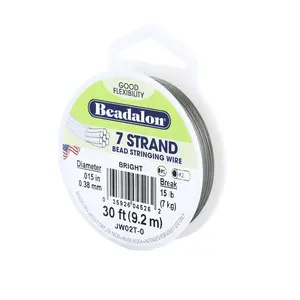 Bead Stringing Wire – 7 Strand, Bright Finish, .024 in (0.61 mm) | 30 ft (9.2 m)