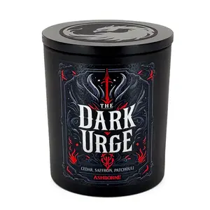 Dark Urge - 8oz BG3 Scented Candle - Cedar, Saffron, Patchouli - Natural Coconut Wax - 35 h Burn Time - Premium Foil Label - Dark Aroma Decor