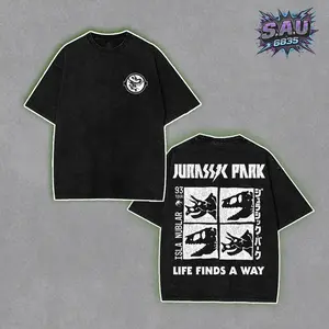 Dinosaur Skeleton Tour Shirt - Vintage Rock Washed Boxy-fit Tee, Distressed Prehistoric Animal Graphic Comic Tops, Heavyweight Cotton Streetwear Apparel, Gift for Metalhead Fans Menswear