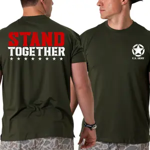 U.S. Army Stand Together T-Shirt, 2 Sides Bold Red And White Graphic, Patriotic Military Unity Tee, Freedom And Brotherhood Soft Cotton Blend Shirt for Men & Women