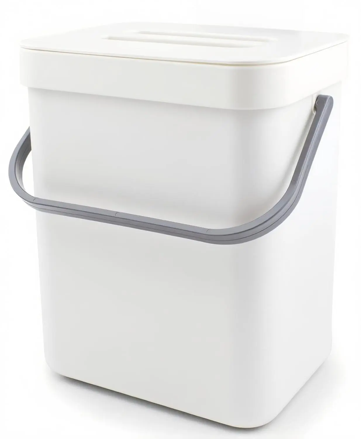 Kitchen Waste Bin with Hooks, Indoor Kitchen Sealed Under Sink for Kitchen, Food Waste Bin for Countertop (White, 3L)