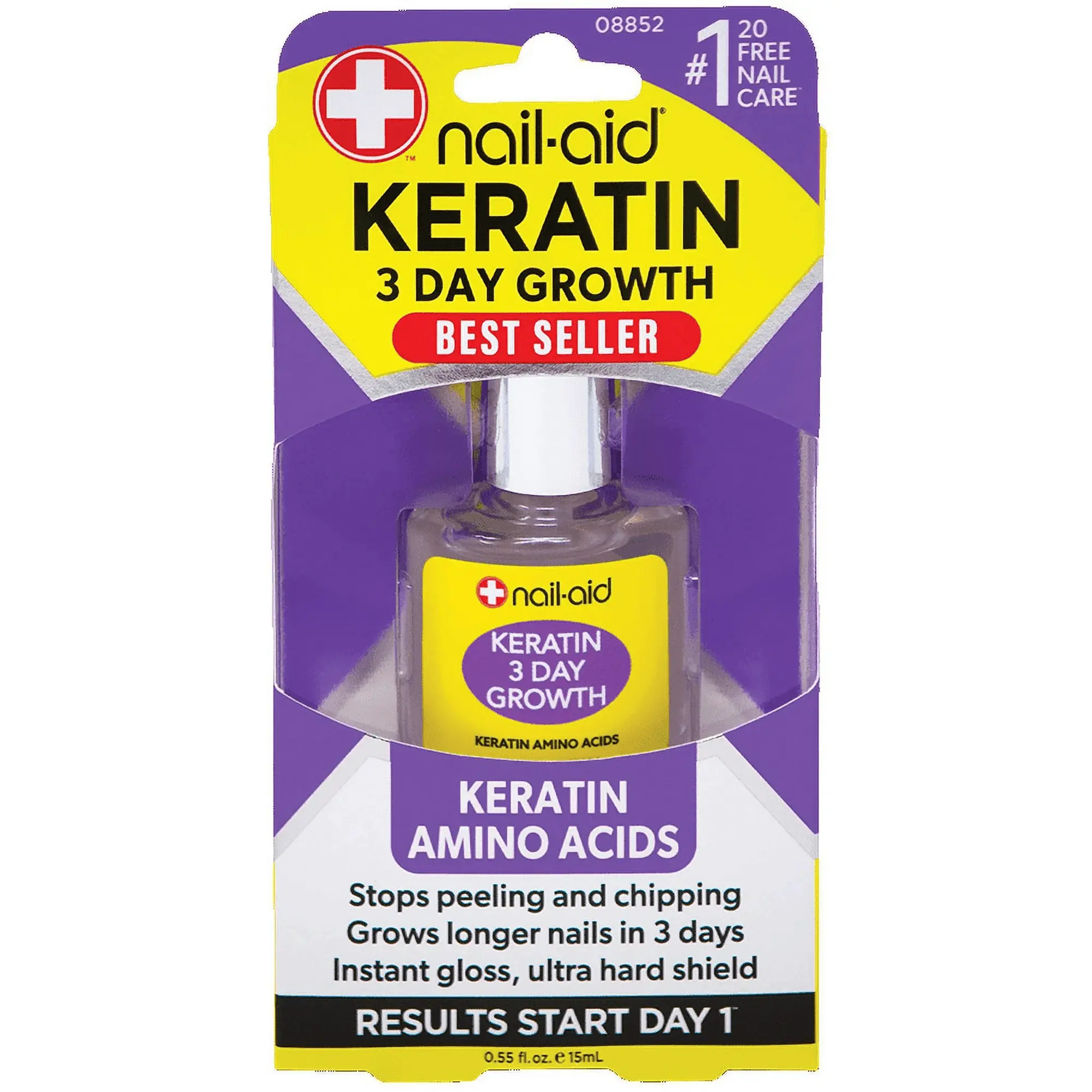 Nail-Aid 3 Day Growth Keratin Amino Acids Formula, 0.55 Fl Oz – Fast Nail Growth, Nail Strengthener, Keratin Treatment, Nail Repair