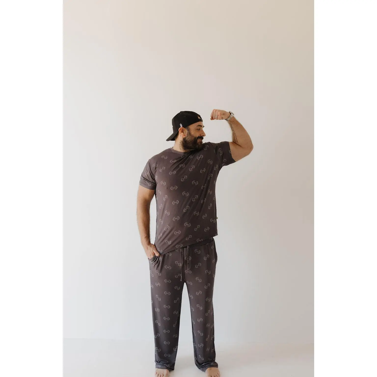 Men's Bamboo Short Sleeve Pajama | Charcoal Arm Day