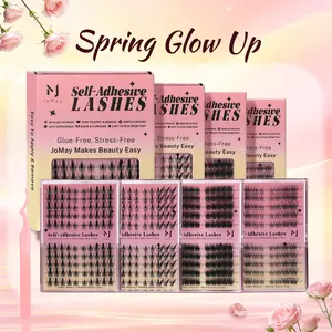 JoMay Beauty DlY Eyelash Cluster Kit,Press-On Lash Cluster Kits Self-Adhesive Eyelash Kit,No Glue Needed | Wispy & Spiky Styles | 48/100 Clusters | Beginner Friendly | Sensitive Eyes Safe | 24H Hold | Free Tweezer Included | Lightweight Cosmetic doll