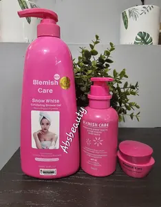 Blemish Care - 3pcs Blemish Care Snow White Exfoliating Shower Gel 1000ml, Exclusive Snow White Super White Body Milk 350ml,& Carrot Super Face Glow Cream Set