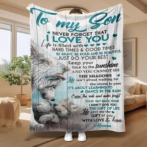 Letter & Animal Pattern Blanket, 1 Count Soft Throw Blanket, Air-conditioned Room Blanket, Warm Nap Blanket for Home Office Travel Camping