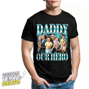BARLEY ONE Custom Men's T-Shirts for Father's Day | Creative T-Shirts with Photo, Name, and Text | Photo T-Shirts Just for Dad | 100% Cotton, Breathable Crew-Neck T-Shirts | Personalized Father's Day and Birthday Gifts from Daughters, Sons, and Wives