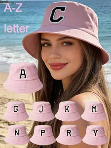 1PC Women's Fashionable Letter Bucket Hat, Casual Trendy Hat, Summer Sun Protection Shade Cap, Beach Vacation, Breathable Sweat-Free Daily Wear, Fitted Hats