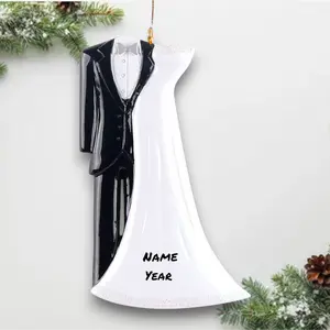 Personalized Wedding Day Christmas Ornament – Custom Bride & Groom Keepsake with Name & Year – Elegant Tuxedo and Dress Design – Noel Box