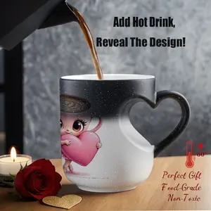 Thermosensitive Ceramic Mug, Magic Color-Changing Heart Handle Design, Ideal Gift for Christmas & Special Occasions, Durable Coffee Drinkware