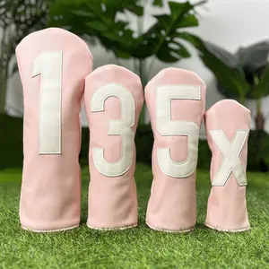 Women's Golf Club Head Cover, Background Number Design, Waterproof PU Fabric, Elastic Closure, Perfect for Driver & Fairway Clubs, Golf Accessory