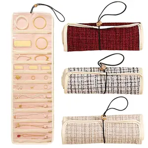 Rollable Jewelry Storage Bag, Visible Compartment Design, Space Saving, Portable Outdoor Use, Ideal for Earrings Rings Necklaces, Collapsible Organizer