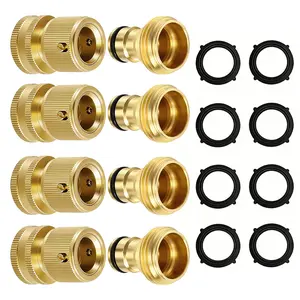 Brass Hose Quick Connect, 3/4 Inch GHT Thread Garden Hose Quick Connector No-Leak Water Hose Quick Connect Fittings Male and Female proof seal connect hose fitting m22 swivel