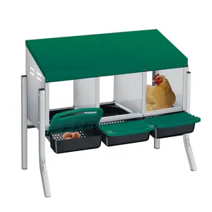3 Hole Chicken Nesting Box-Heavy Duty Metal Chicken Laying Box, Easy Egg Collection with Removable Tray for Poultry Coop,Farm,with Bracket Legs,Green