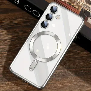 3pcs Magnetic Case with Camera Lens Protector for Samsung Galaxy S24 Ultra S24 Plus S24 S24 FE S23 S22 S21 S20 FE [1 Phone Case and 2 Screen Protector Cover