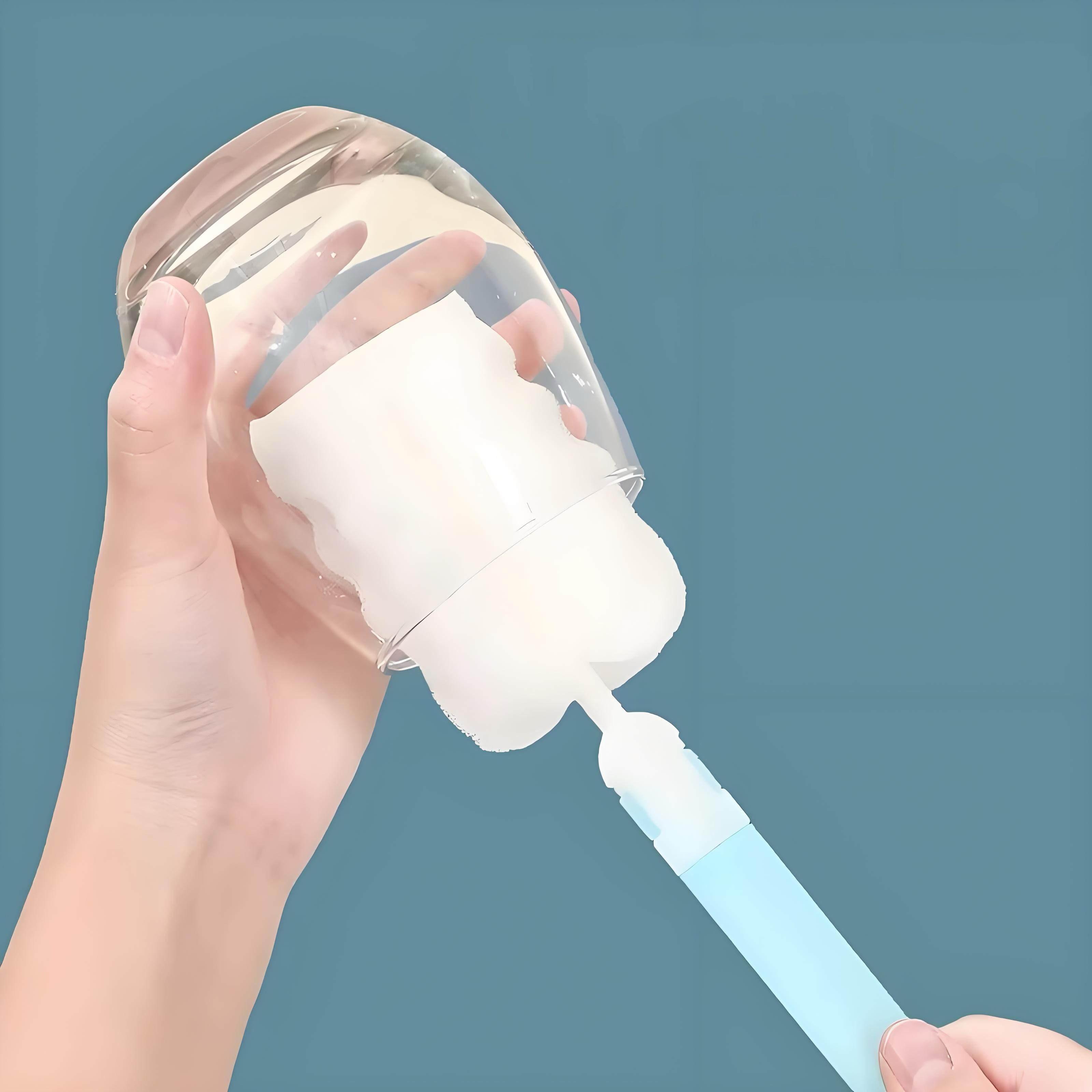 MINISO Long Reach Handle Bottle Brush - Soft Bristle Cleaning Tool with Detachable Sponge Head, Non-Scratch, Comfortable Grip, Multi-Purpose for Insulated Mugs, Bottles, Kitchen Use
