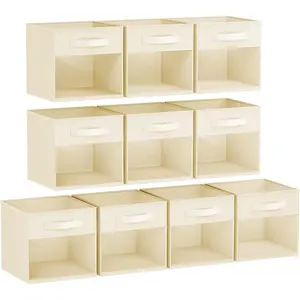 Storage Cubes, Cube Storage Bin, 10 Pack Foldable Storage Cubes with Window, Closet Storage Bins with Handle, 11x 11 inch Storage Box for Clothes, Toys, Books