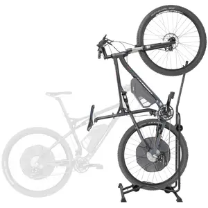 CyclingDeal Upright Bike Stand - Premium Quality Vertical & Horizontal Adjustable Bicycle Floor Parking Rack - for Storing MTB Road Bikes - up to 29” Wheel Size - for E Bike - 1 Bike