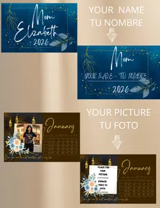 Personalized Laminated Wall Calendar - 12-Month Custom Photo Calendar, Office Stationery for Workspaces