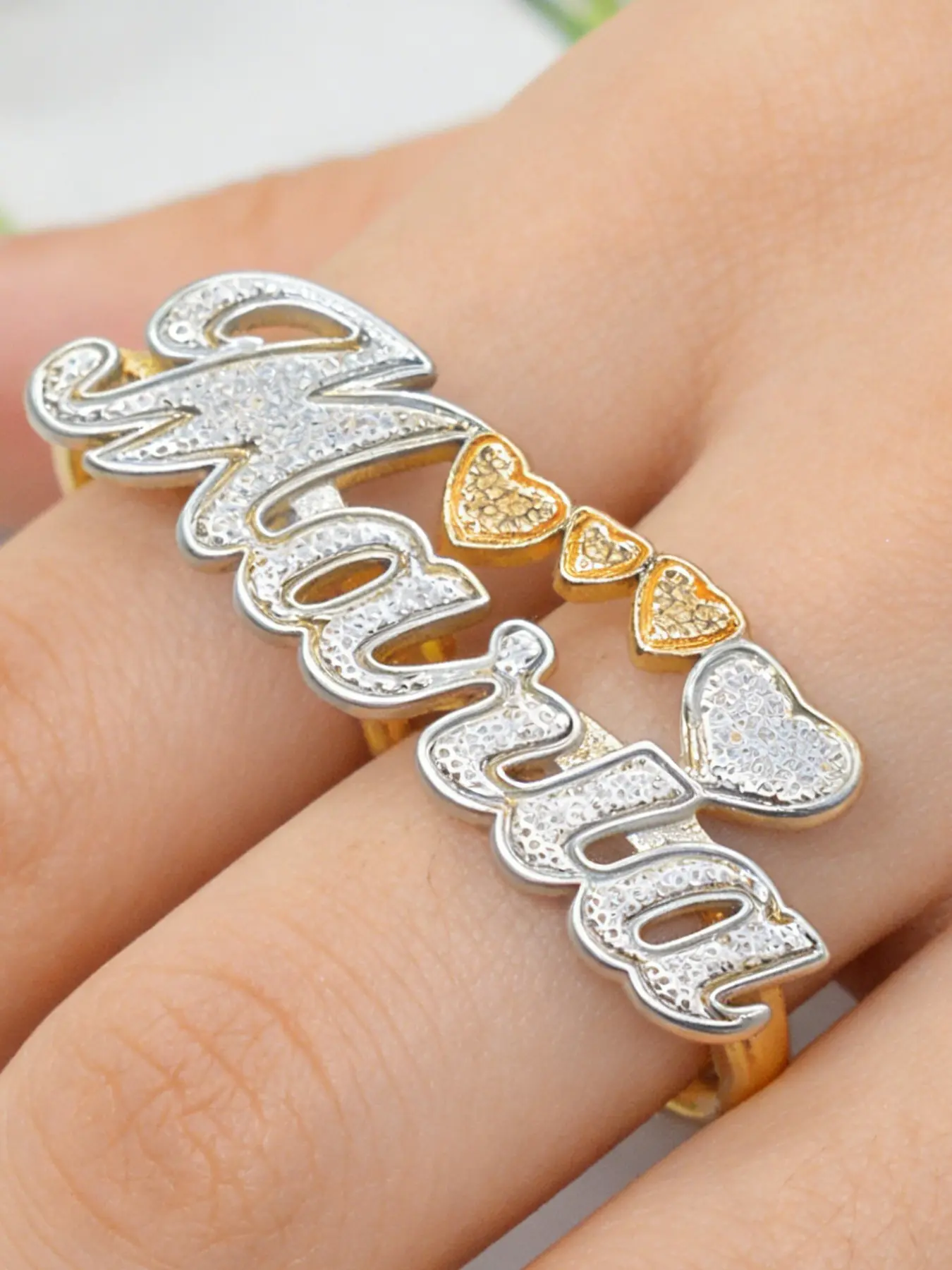 Fashion Creative 18k Gold Plated Letter Heart Carved Women's Interlocking Ring, Elegant Ring, Fashion Heart Rings, Statement Rings, Daily Wear Jewelry, Valentine's Day Gift