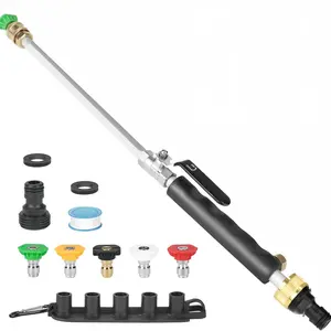 Heavy-Duty High-Pressure Cleaning Spray Wand with 5 Nozzles, Multi-Function Garden Hose Accessory, Durable Aluminum Alloy, Rustproof Material