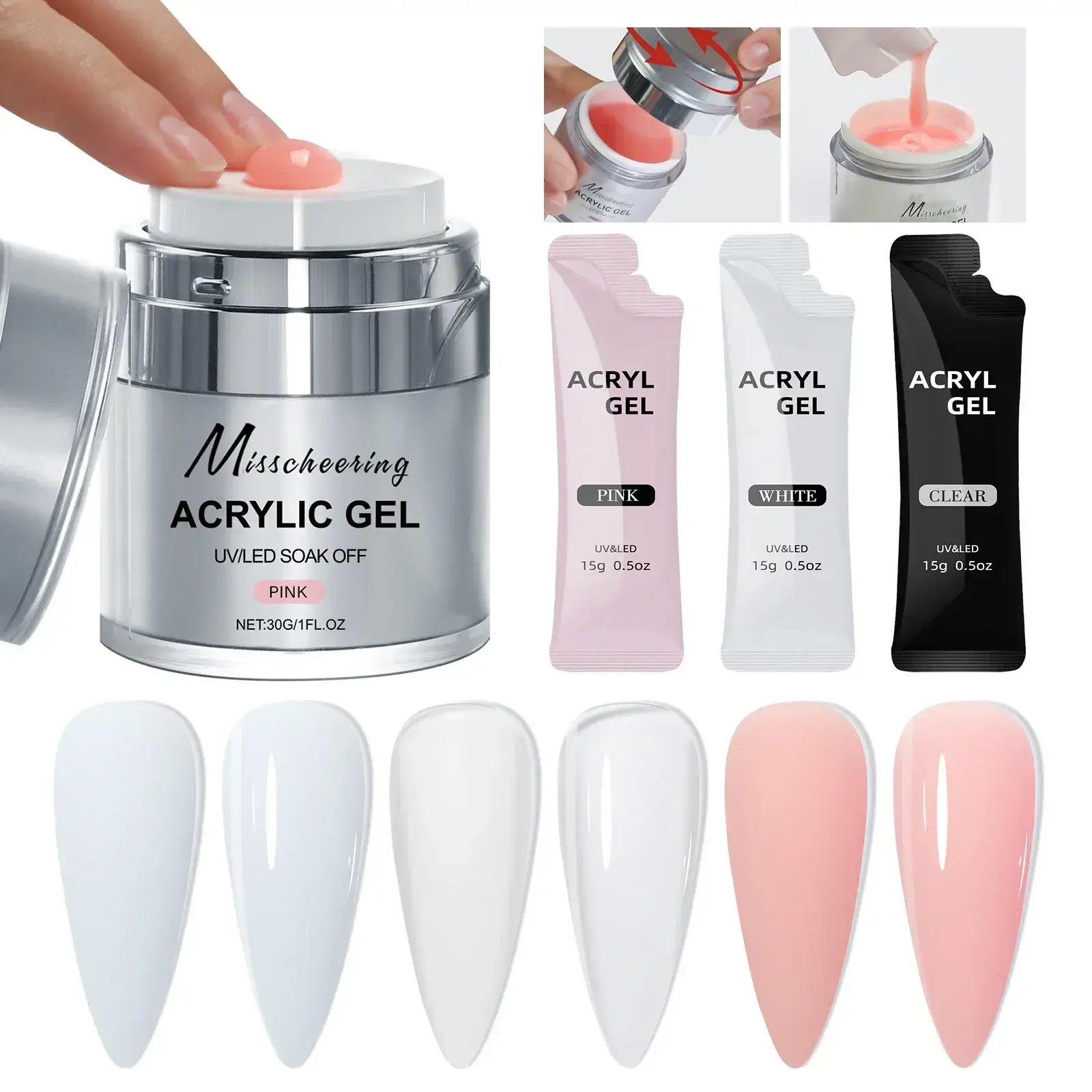 30g Press-on Nail Extension Gel Nail Build Poly Nail Acrylic Gel UV LED Quick Extension of Crystal Model Painless Crystal Glue