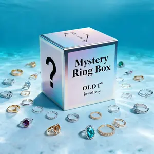 OLDT Fashion Jewelry Mystery  Ring - Seven random rings of Adjustable 14K Gold-Plated Zircon Rings Secret Jewelry Holiday Surprise Gift Mystery Jewelry Jar Romantic Aesthetics Jewelry Mystery Bag Accessories for Women
