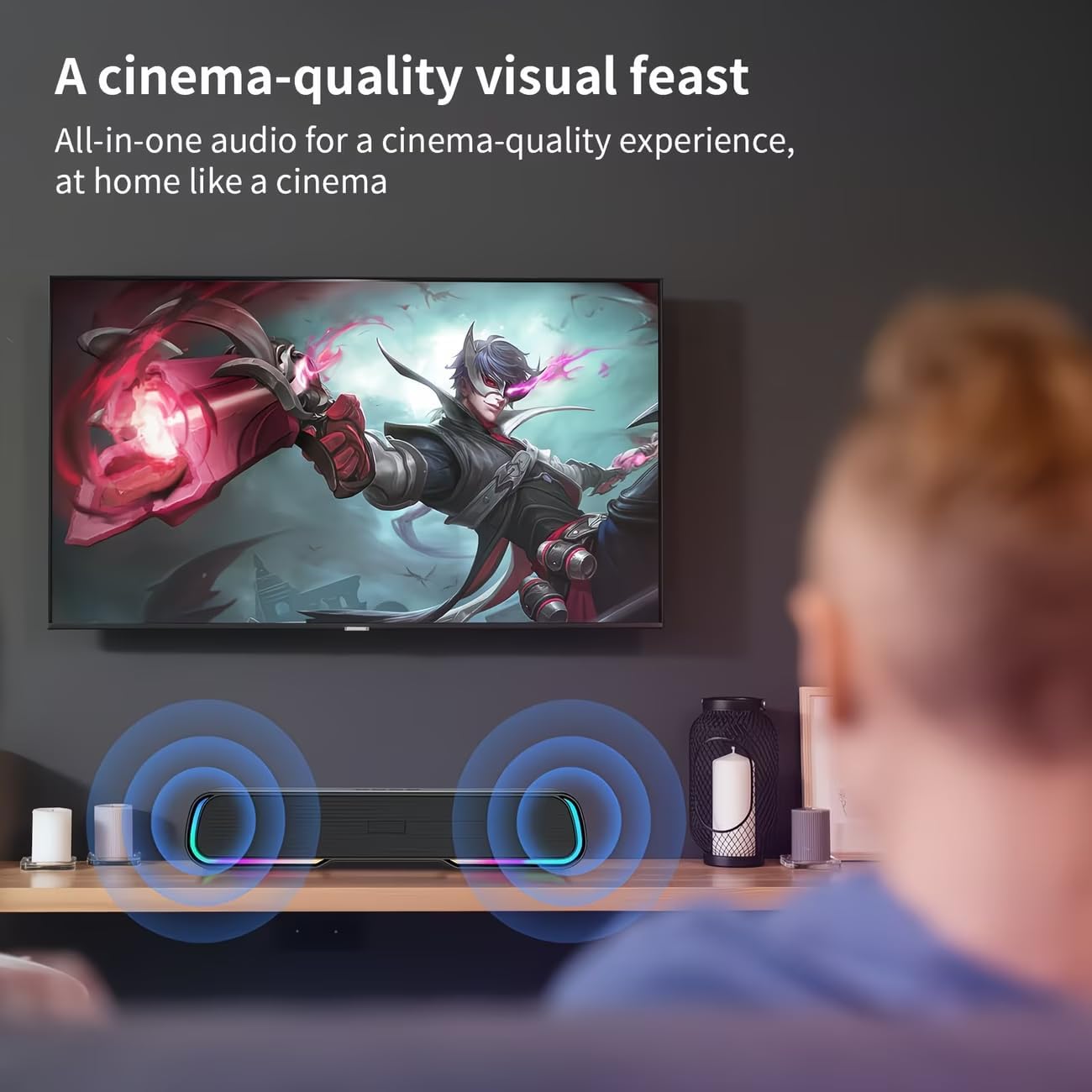 Computer Speakers for Desktop PC, Bluetooth PC Speakers with Dynamic RGB Light, Wired USB Plug & Play Computer Sound Bar, USB Powered Gaming Speakers for Desktop, Laptops, Phone, Tablet