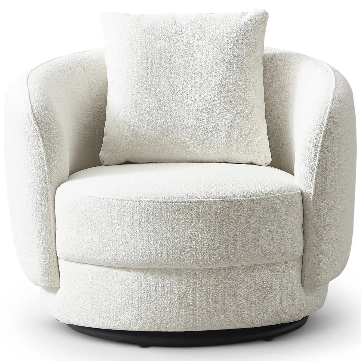 Perth Beige Boucle Armchair, Contemporary Foam-Cushioned Indoor Reading Chair for Living Room Use, Furniture