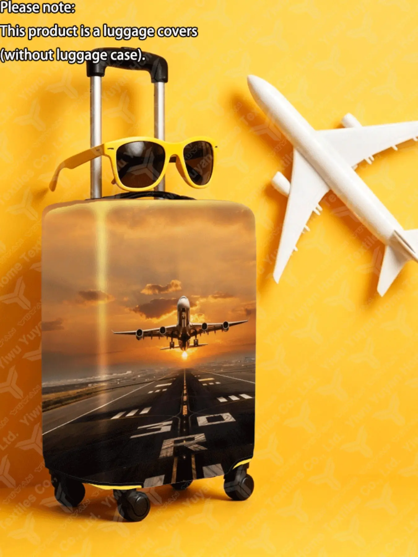 Airplane Pattern Suitcase Cover, Thick High-Quality Fabric, Fits 20-28 Inch Luggage, Essential Travel Accessory, Casual Style, Traveling Essentials