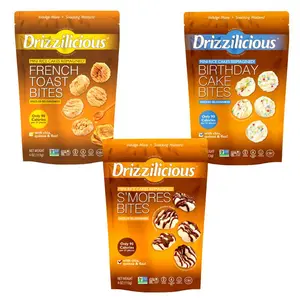 Drizzilicious Mini Rice Cakes 3 Pack – S’mores, French Toast, Birthday Cake | 4 oz Bags | Snack Rice Crispy Chocolate Crunchy Flavor